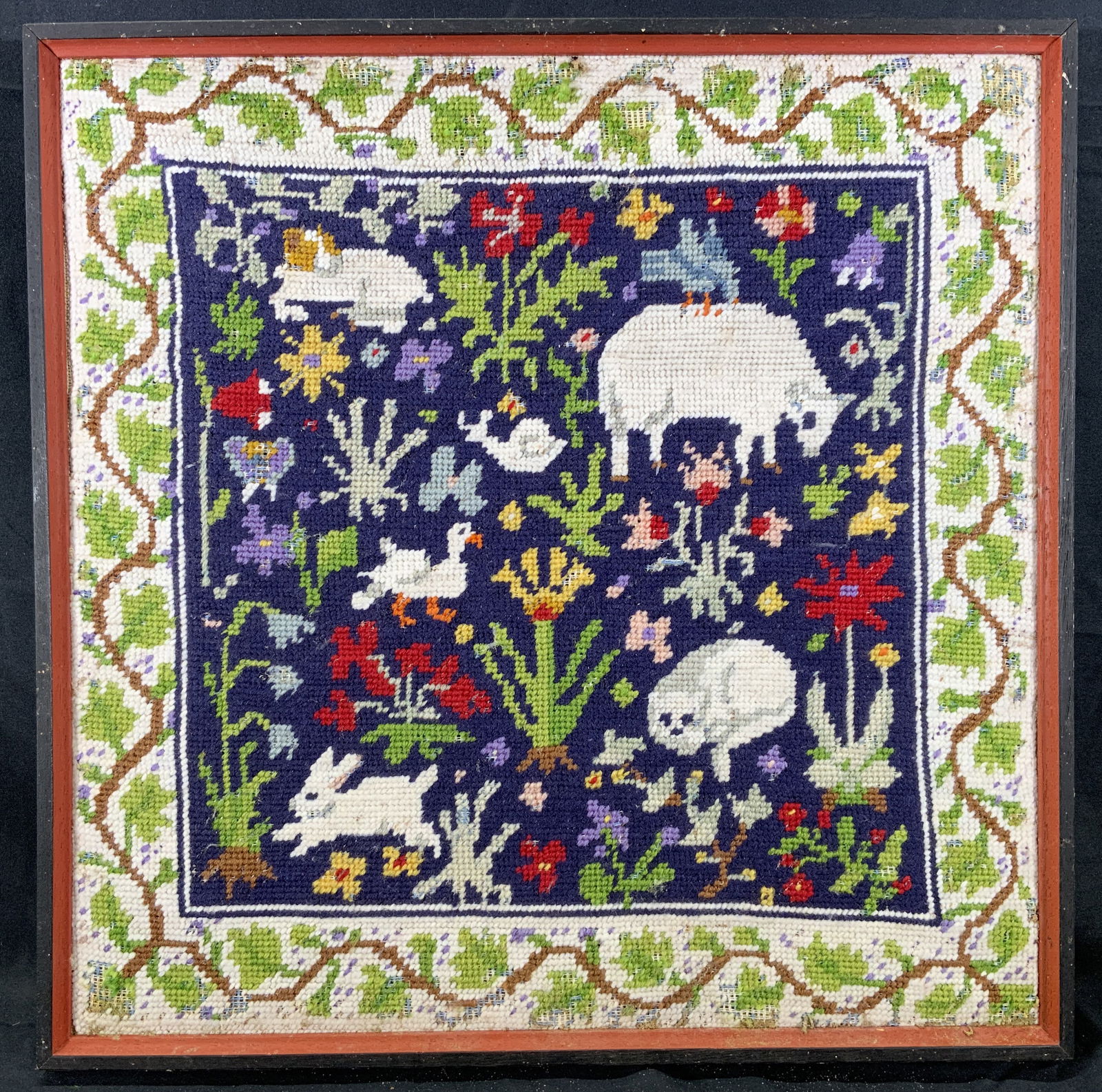 Farm Animals & Flowers Needlepoint Wall Hanging (1 of 11)