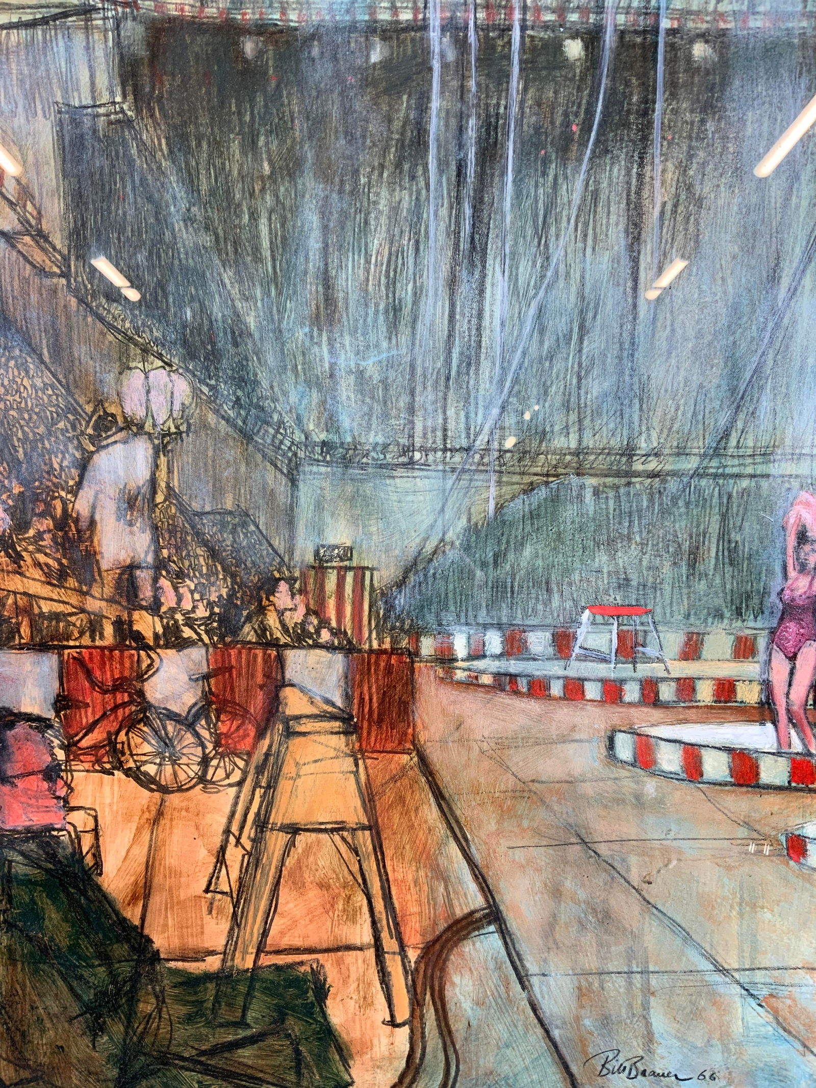 Framed & Signed Circus Show Mixed Media Art (1 of 9)