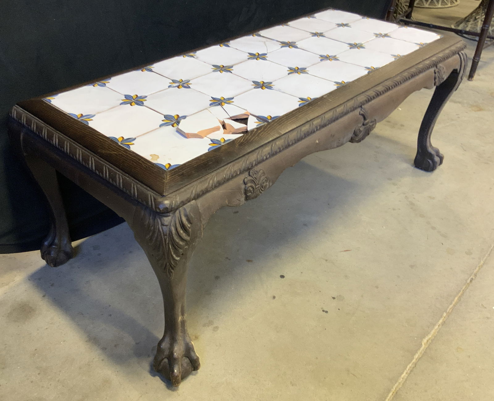 Vintage Tile Top Claw & Ball Footed Coffee Table (1 of 11)