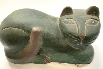 Carved Wooden Asian Cat Figural, Thailand