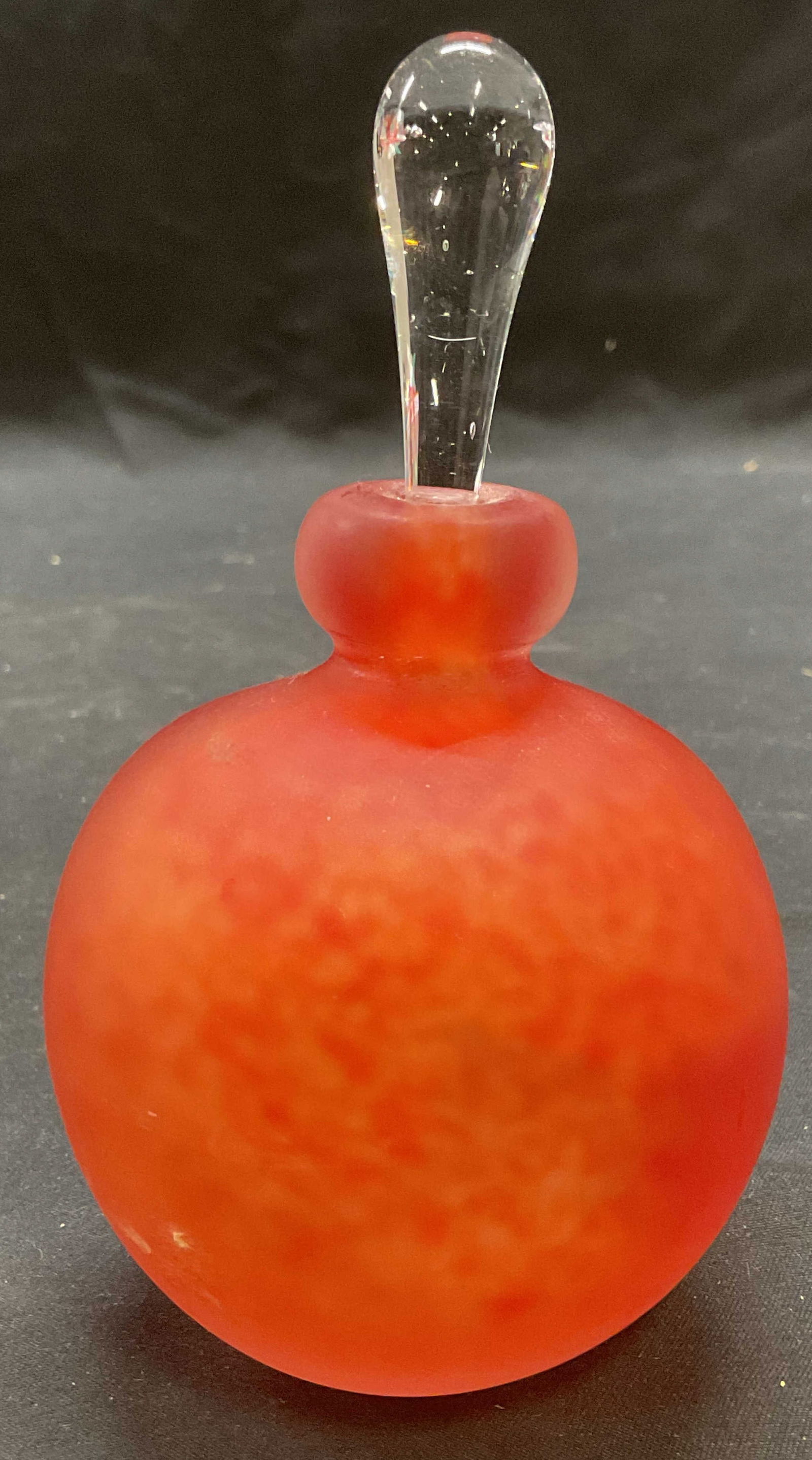 Signed Vintage Orange Art Glass Perfume Bottle 1998 (1 of 6)