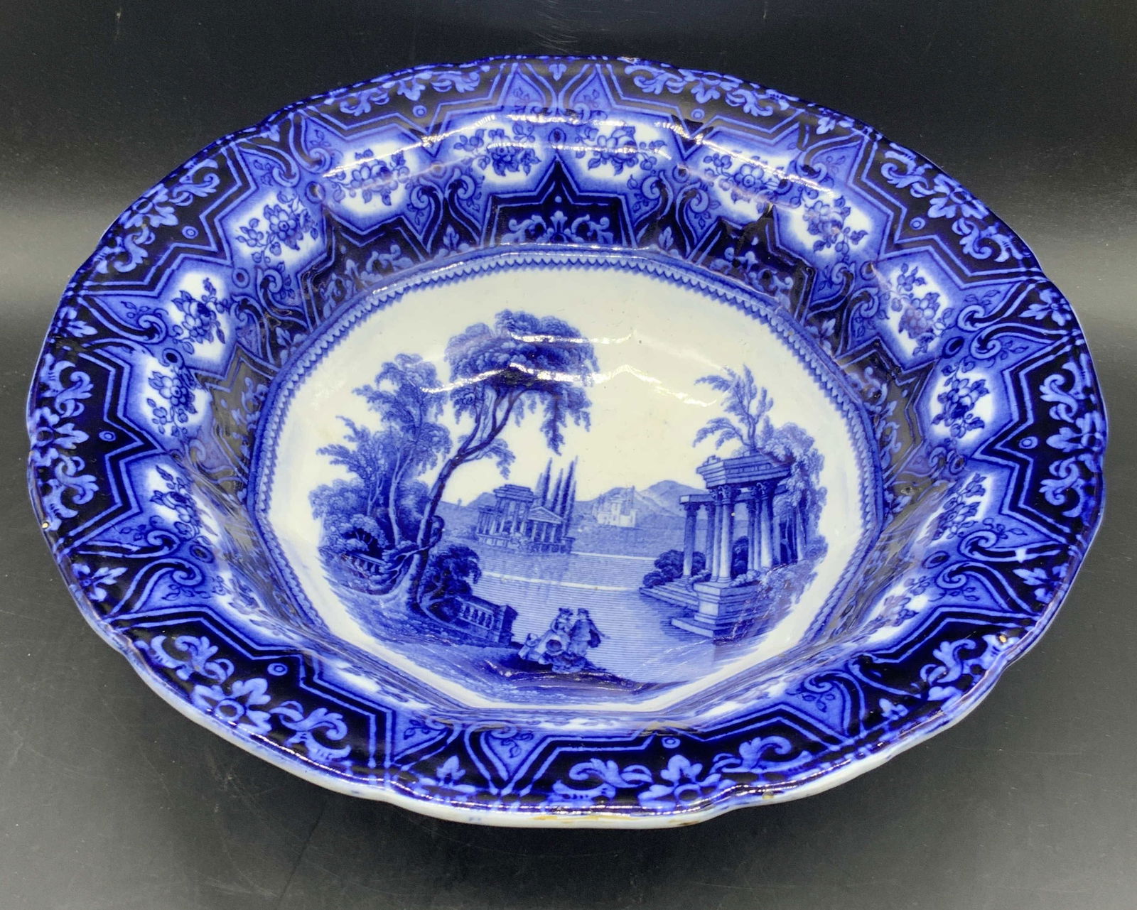 Antique Trademarked Flow Blue Centerpiece Bowl (1 of 12)