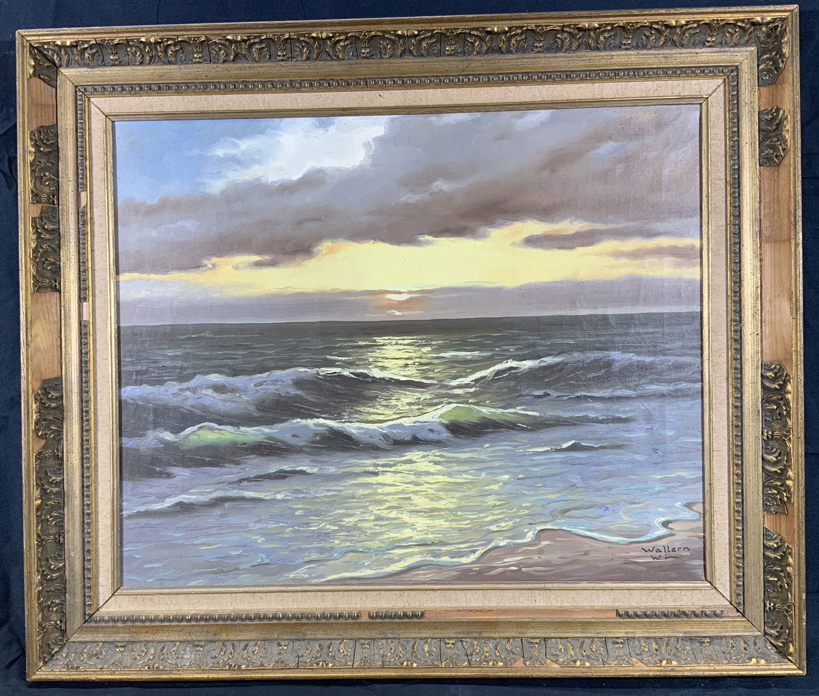 W. Wallern Framed Sea Scape Oil Painting (1 of 13)