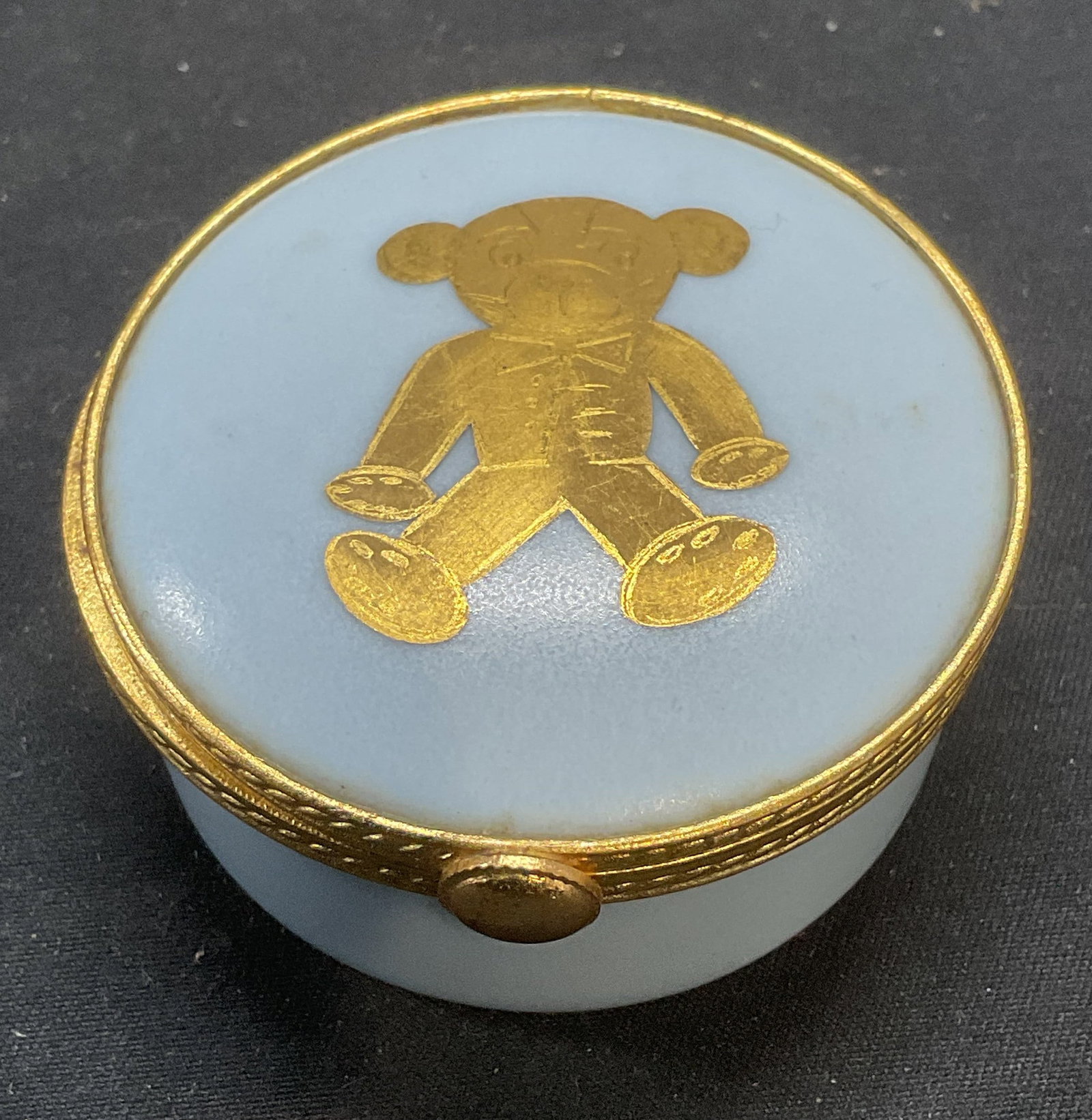 Vntg Tiffany & Co Porcelain Gilt Teddy Trinket Box (1 of 6)