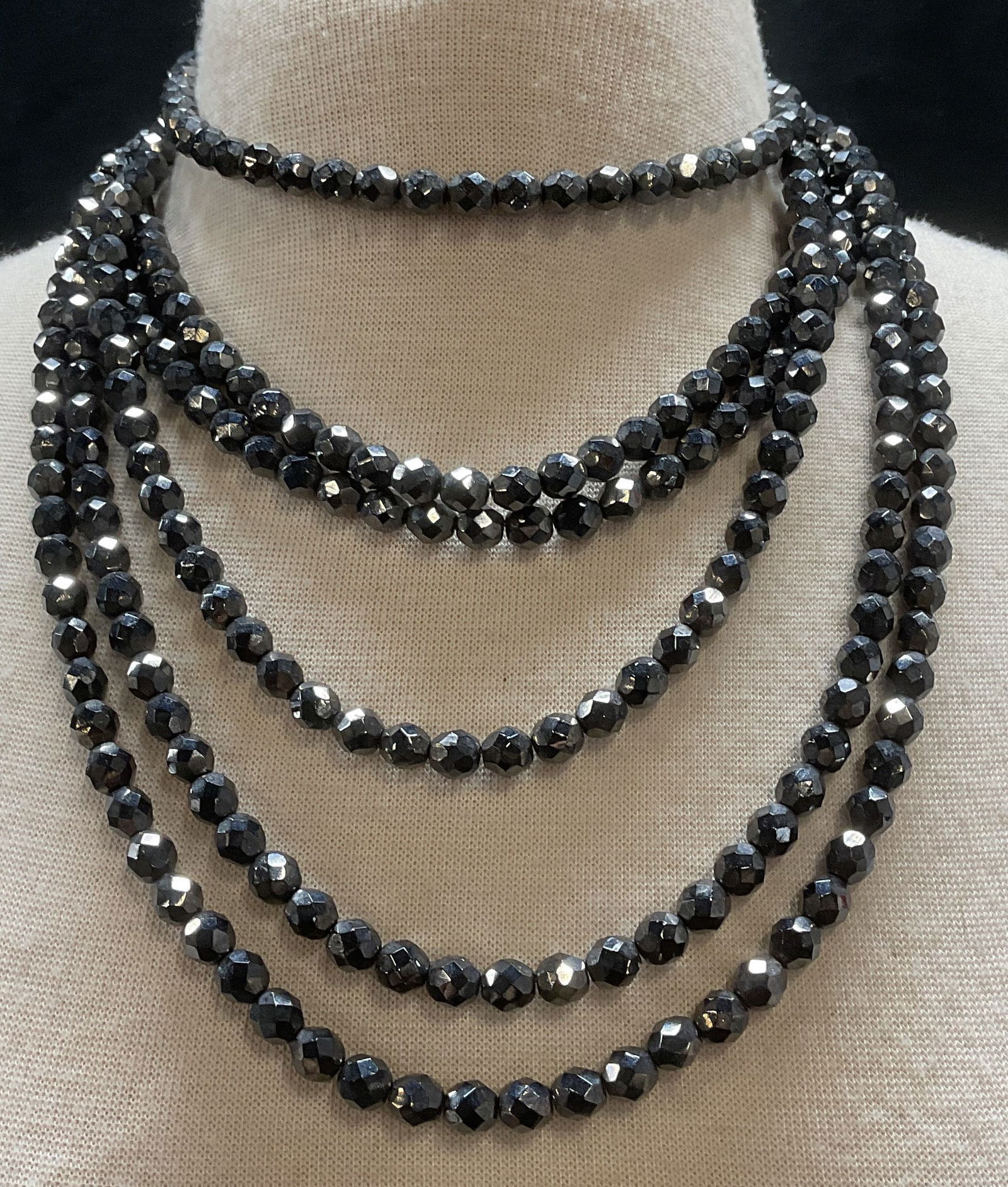 Vintage Black Crystal Waterfall Necklace (1 of 7)