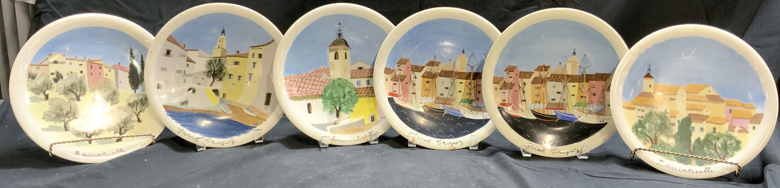 LIMOGES FRANCE 6 Hand Painted Porcelain Plates (1 of 7)