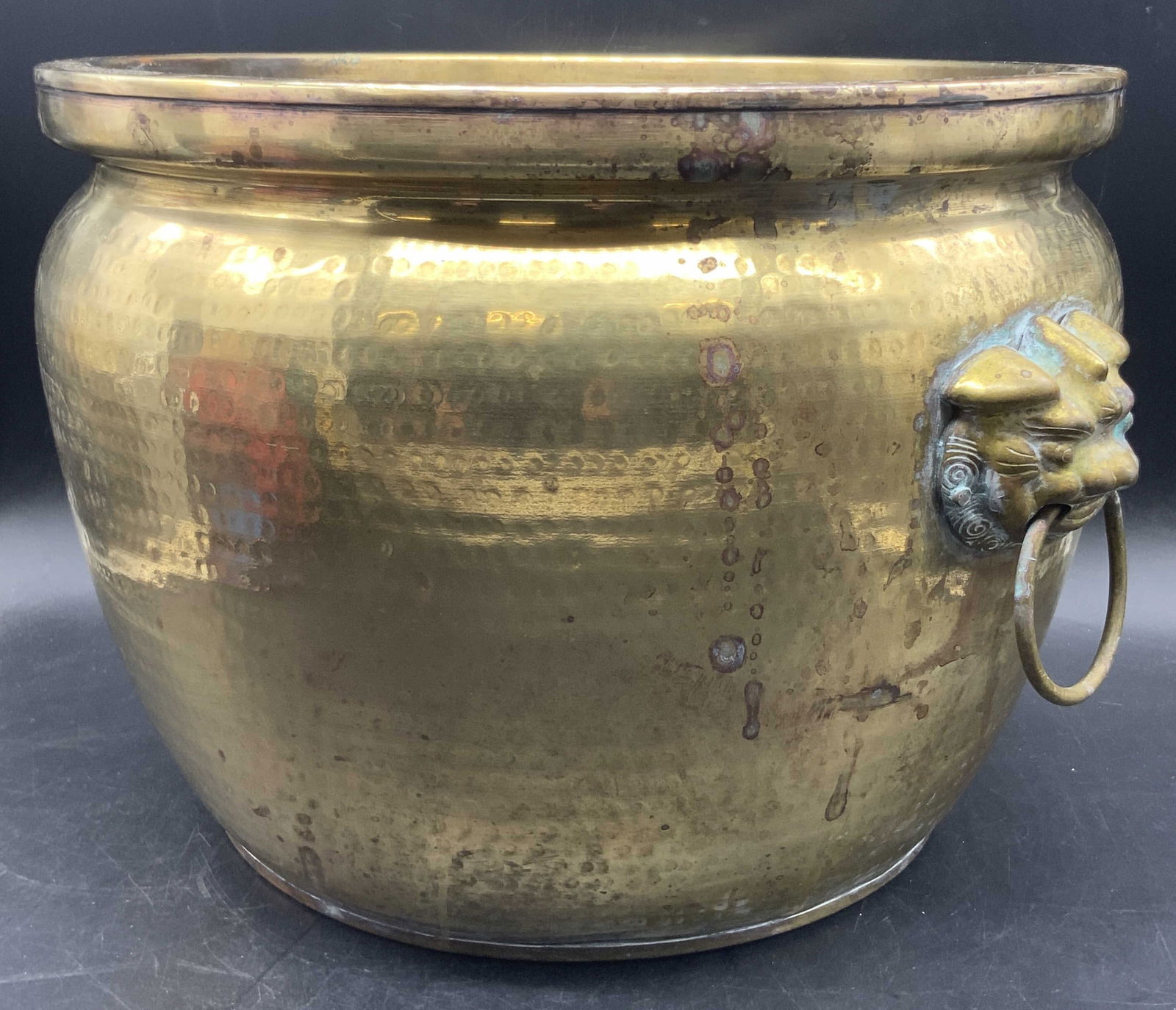 Vintage Hammered Brass Fu Dog Motif Vessel (1 of 10)