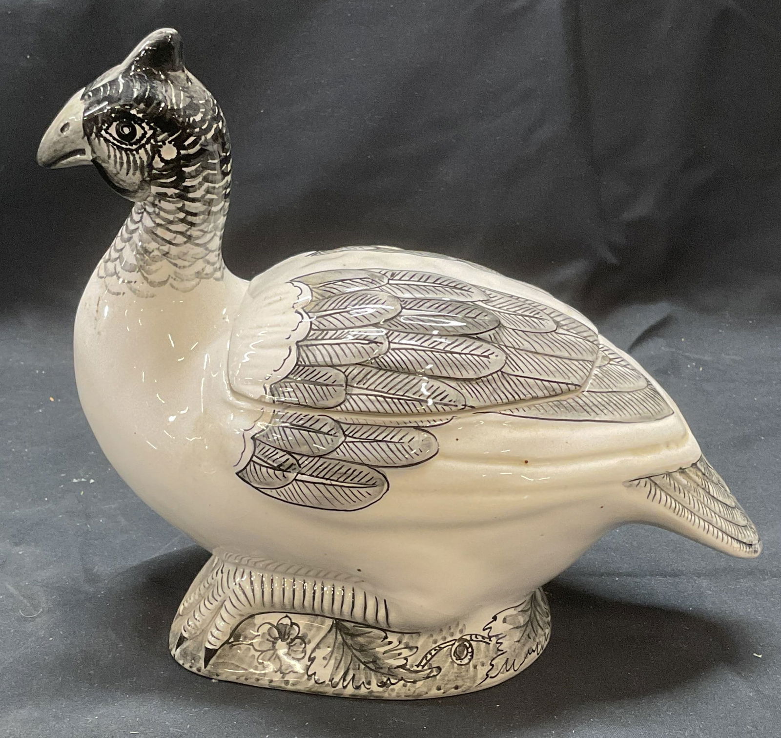 Vntg Bonwit Teller Majolica Ceramic Pheasant Vessel (1 of 6)