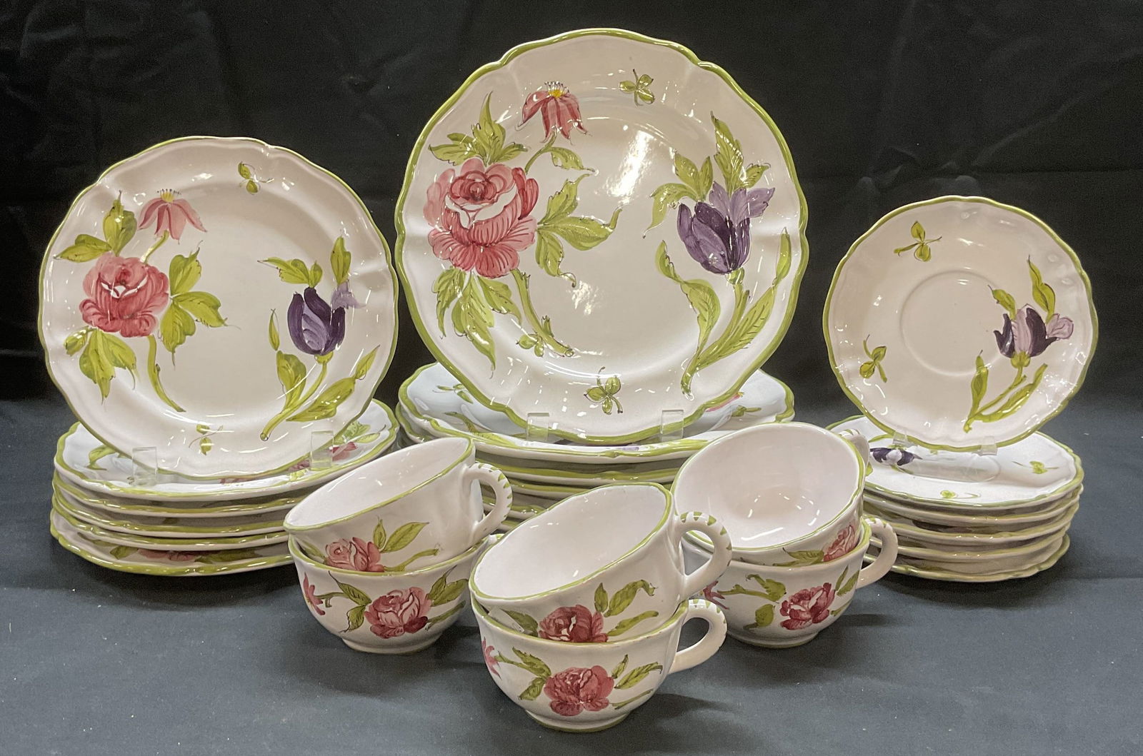 Set 24 Hand Painted Ceramic Tableware, Italy (1 of 7)