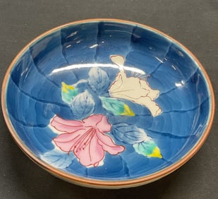 Signed Asian Hand Painted Porcelain Floral Bowl