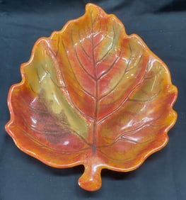 Orange Ceramic Leaf Platter