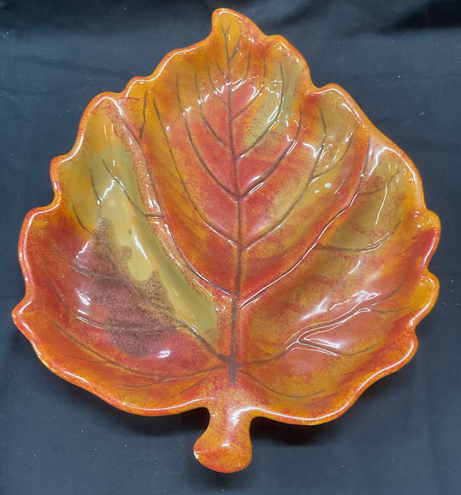 Orange Ceramic Leaf Platter (1 of 6)