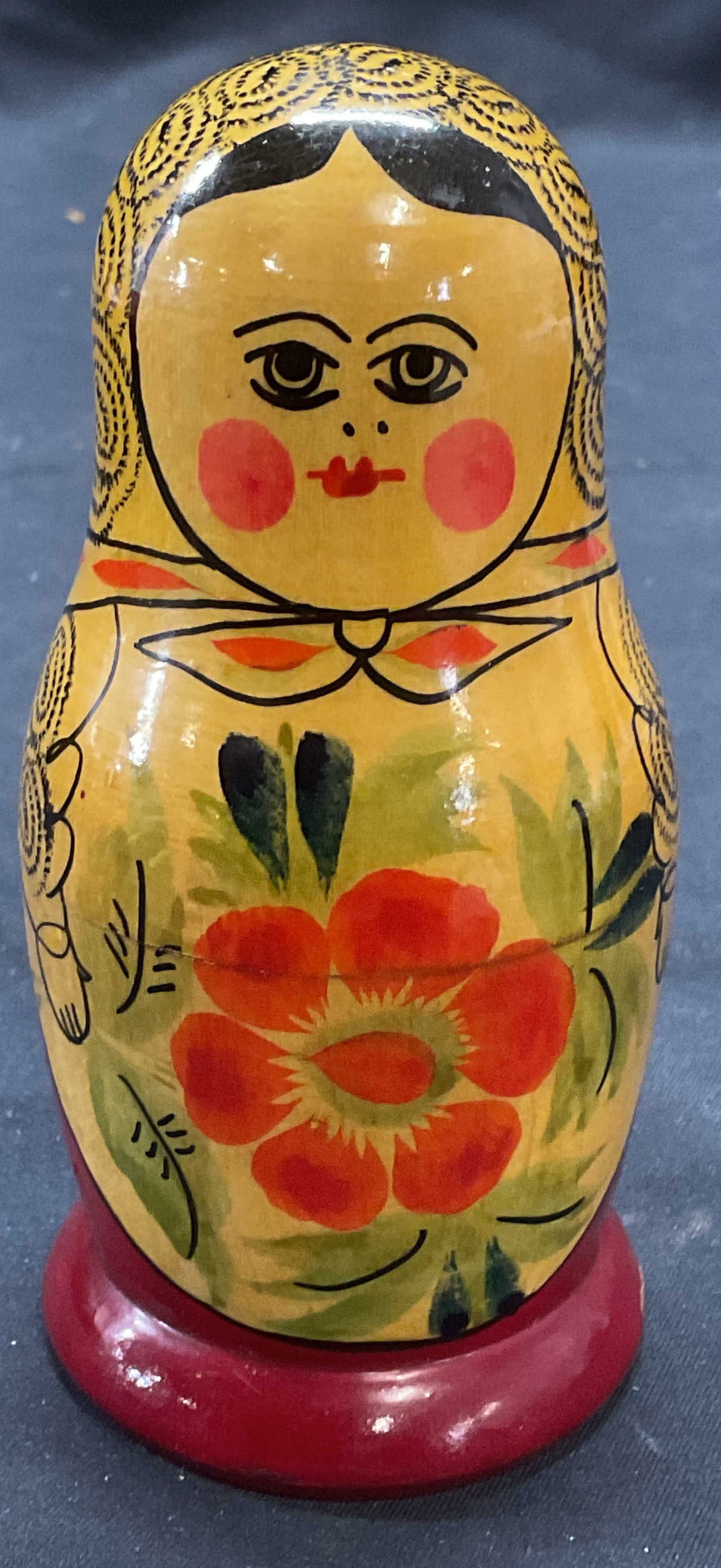 Vintage Russian Lacquered Wood Nesting Doll (1 of 6)