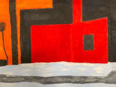 Framed Geometric Abstract Acrylic Painting