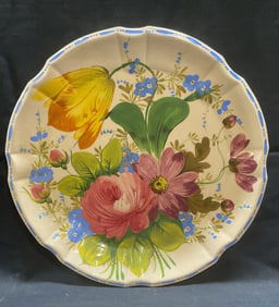 Italian Hand Painted Floral Ceramic Platter