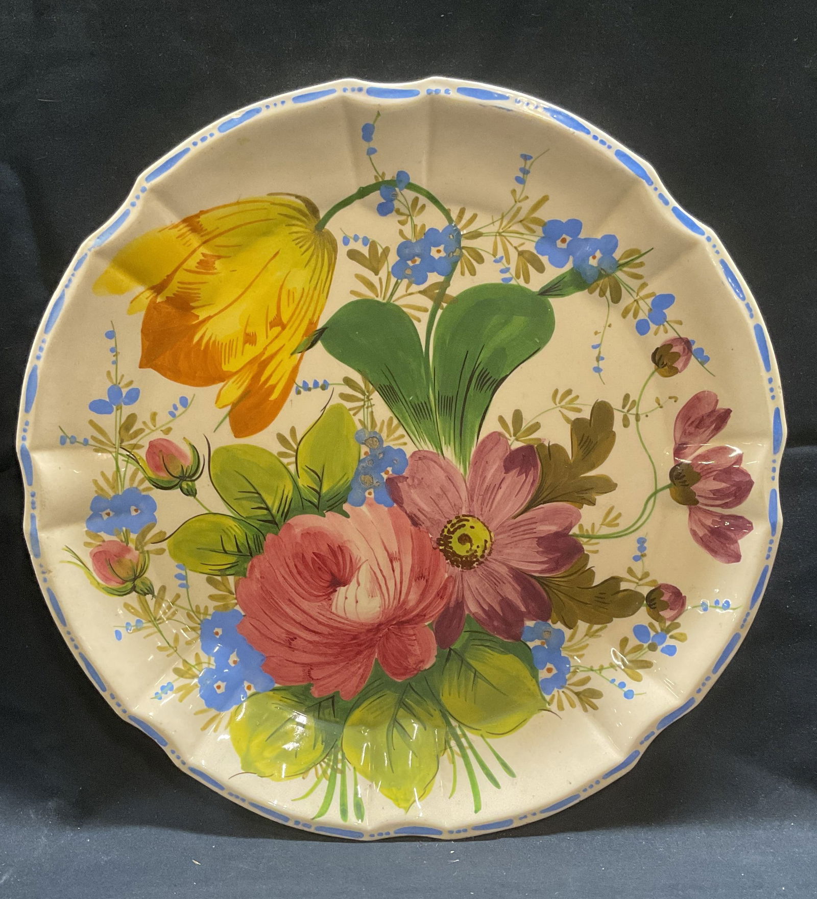 Italian Hand Painted Floral Ceramic Platter (1 of 6)