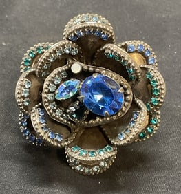 Sorelli Silver Tn Bleu Crystal Cocktail Ring
