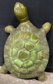 Vintage Green Glazed Ceramic Turtle Figural