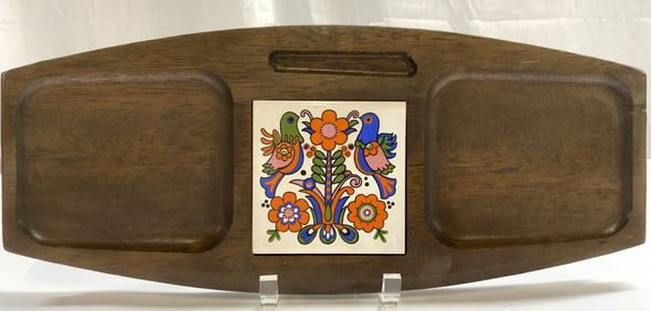 Vntg Mid Century Modern Wood Cheeseboard Tray
