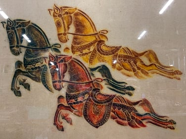 Thai Temple Rubbing Three Horses