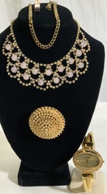 Lot 4 Coro Brooch, Chicos Cocktail Watch +