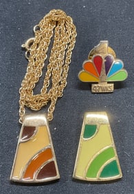 Lot 3 Gold Tone Pendant Necklace +