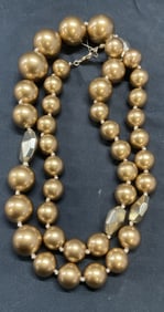 Chunky Gold Tone Beaded Necklace