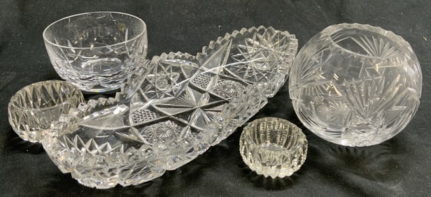 Lot 5 Assorted Cut Crystal Tabletop