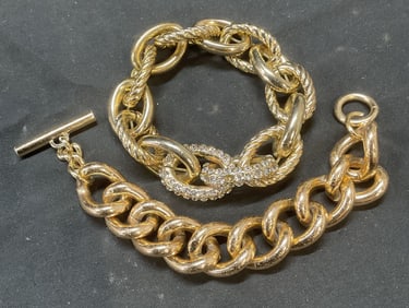 Lot 2 Chunky Gold Tone Chain Bracelets