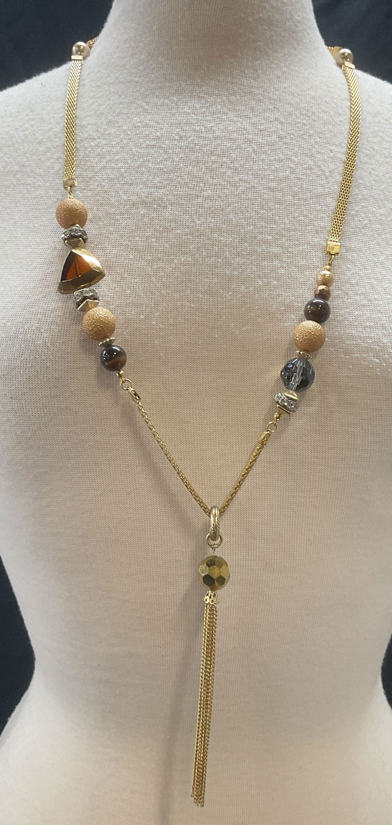 Gold Tone Crystal Pendant Necklace (1 of 7)