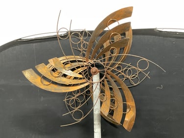 Vintage Metal Kinetic Outdoor Windmill 61in H
