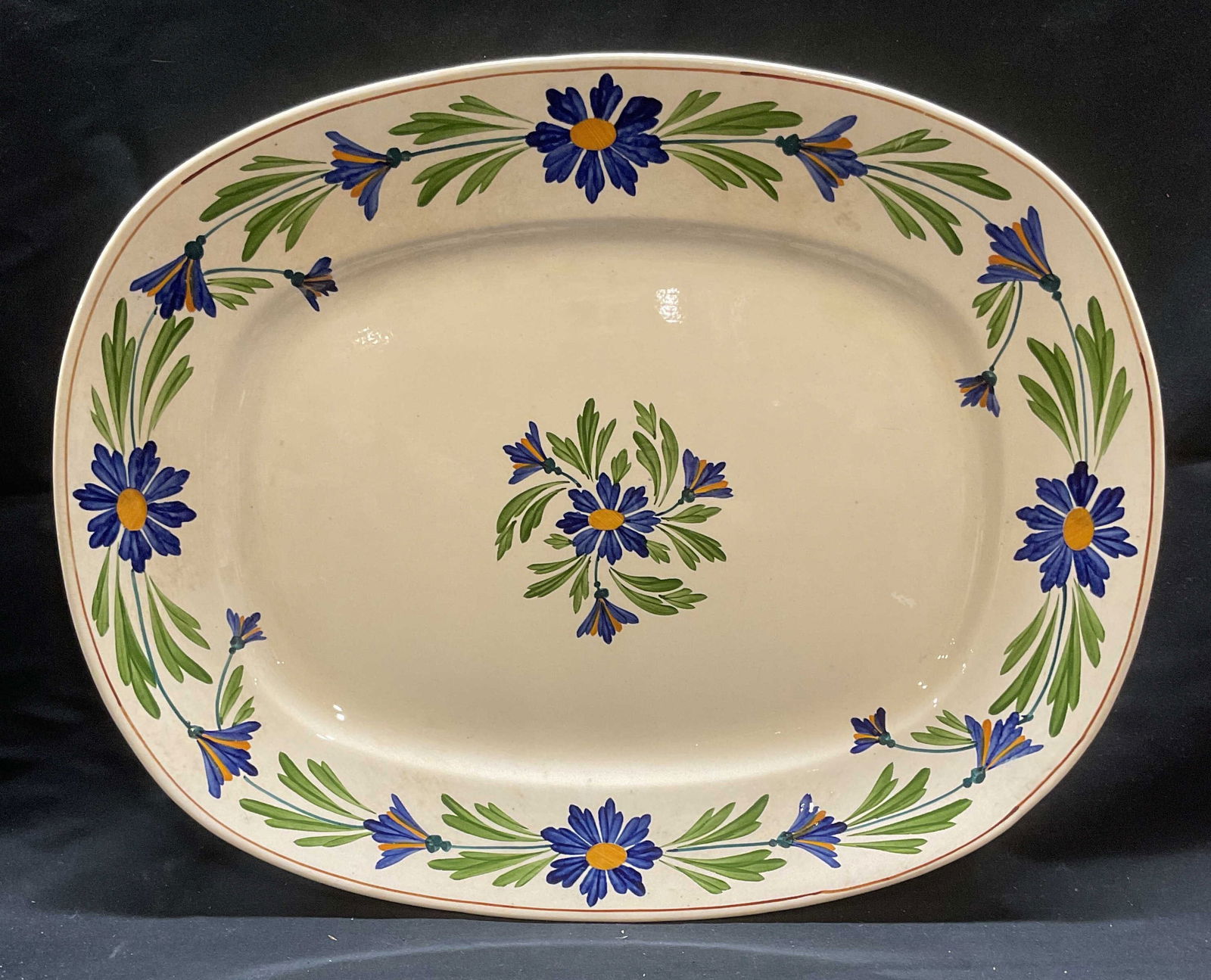 Vntg Sarreguemines Pottery Floral Platter, France (1 of 7)