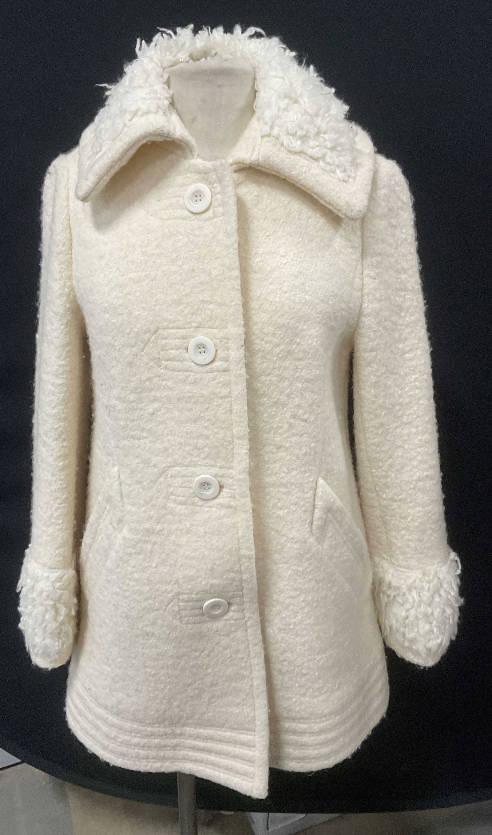 White Wool Faux Fur Coat (1 of 7)