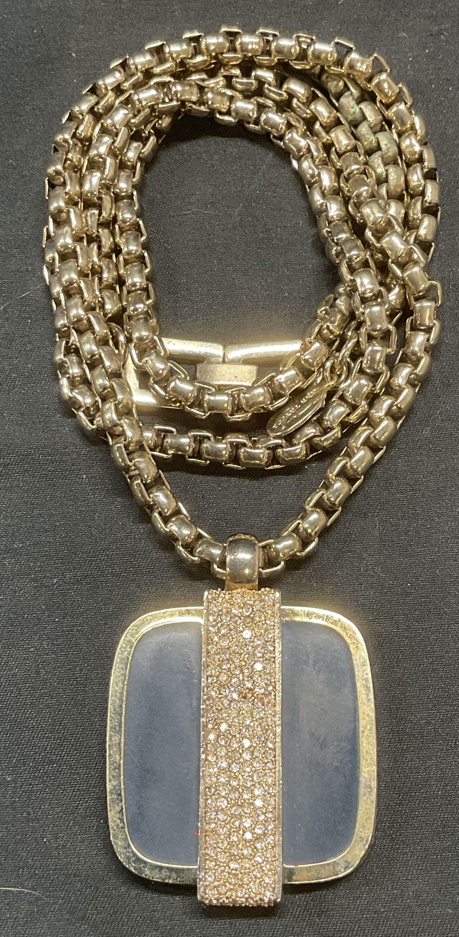 Ann Taylor Silver Tone Crystal Pendant Necklace (1 of 7)