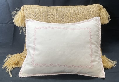 2 Pottery Barn Kids Cotton Pillow, Raffia Pillow