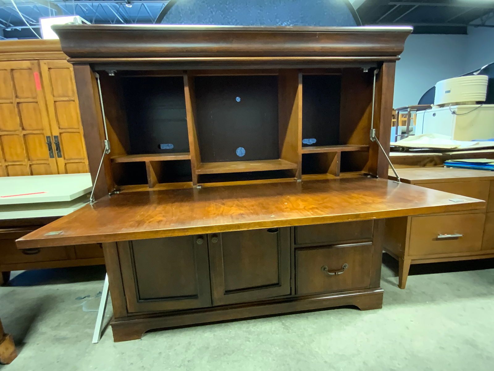 Wooden Drop Front Desk Cabinet (1 of 10)