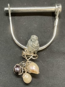 Contemporary Handmade Steel & Pearl Pendant