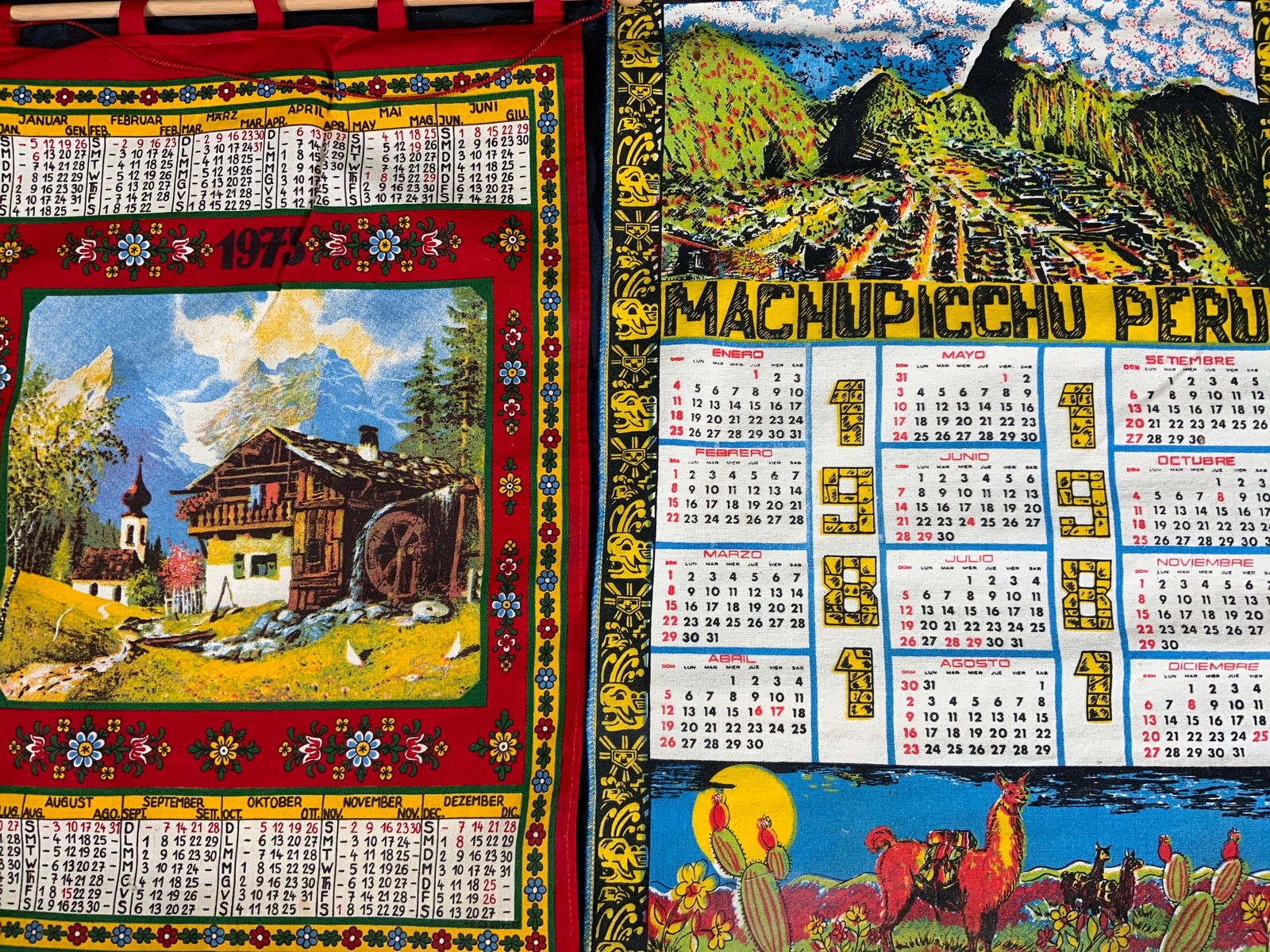 Lot 2 1976 & 1981 Decorative Calendar Wall Hanging (1 of 10)