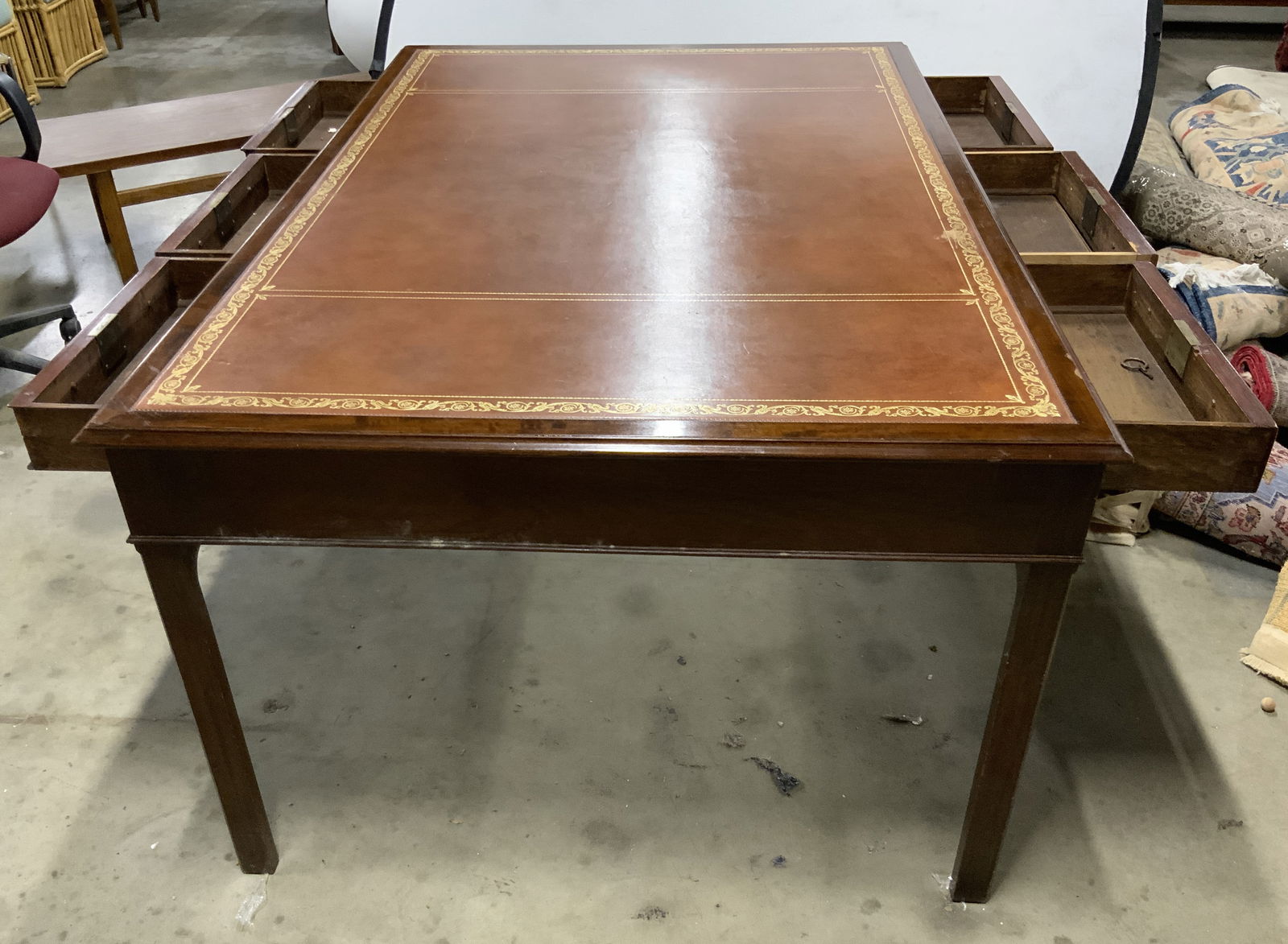 Vintage Leather Topped Writing Desk W/ Drawers (1 of 15)
