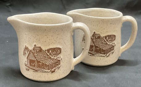 Pair Onion River Pottery Creamers, Vermont