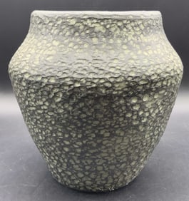 Vntg Signed Handmade Textured Black Pottery Vase