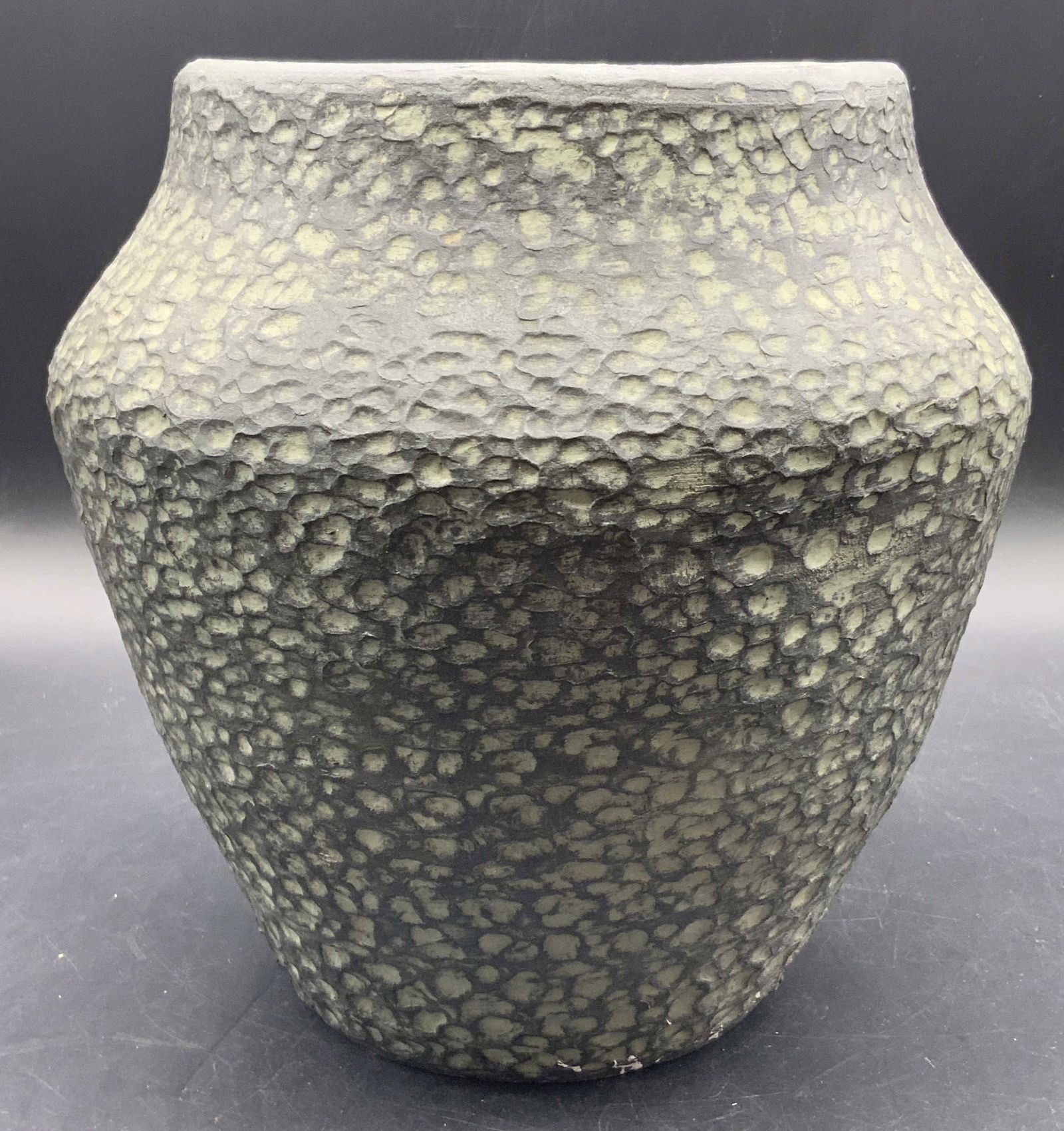 Vntg Signed Handmade Textured Black Pottery Vase (1 of 8)