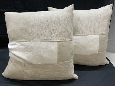 Pair Tan & Cream Sofa Pillows