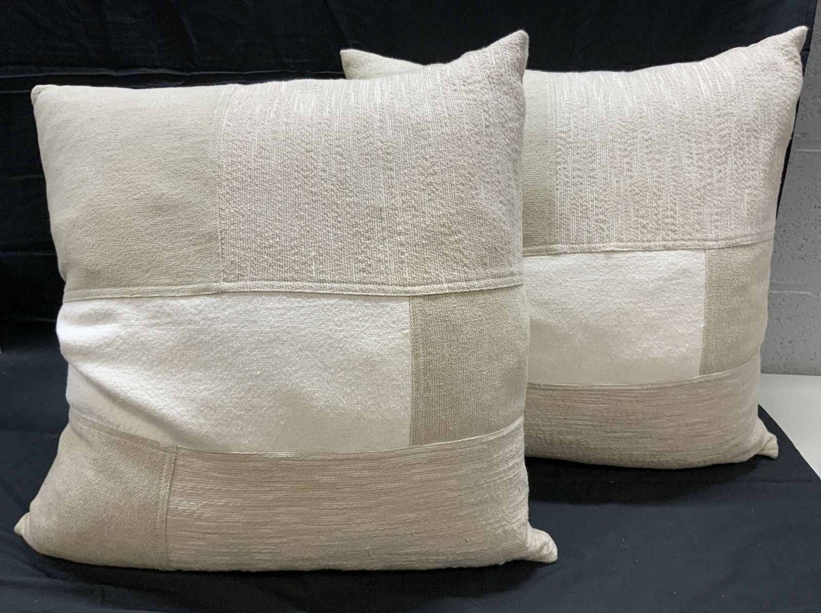 Pair Tan & Cream Sofa Pillows (1 of 8)