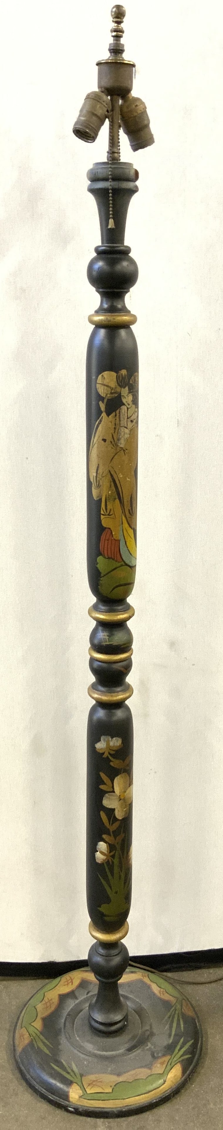 Hand Painted Asian Wooden Floor Lamp (1 of 8)