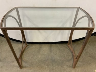 Vintage Iron Accent Table W Glass Top