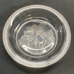 Frosted Glass Floral Trinket Dish