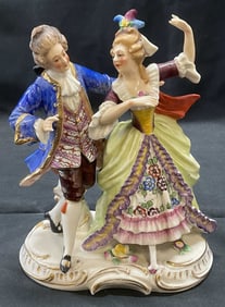 Vntg Sgnd German Porcelain Dancing Couple Figural