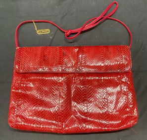 Vintage Clemente Red Snakeskin Handbag