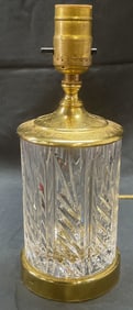 Gold Tone Cut Glass Table Lamp